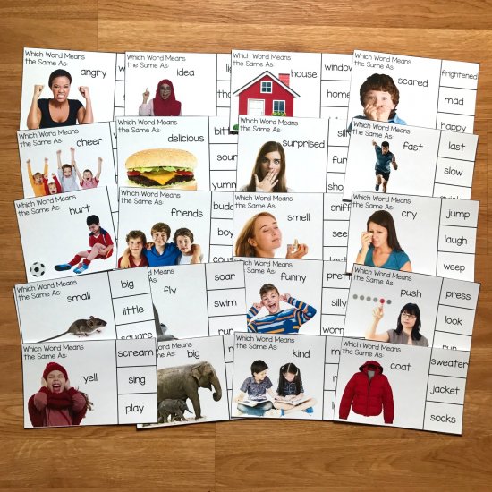 Synonyms Task Cards (w/Real Photos) - Click Image to Close