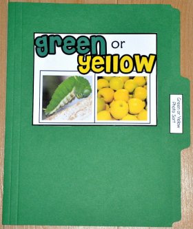 Green or Yellow Color Sort File Folder Game (Real Photos)
