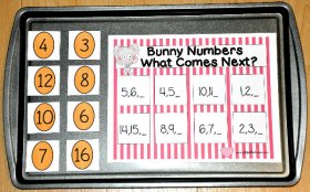 "Which Number Comes Next?" Bunny Cookie Sheet Activity