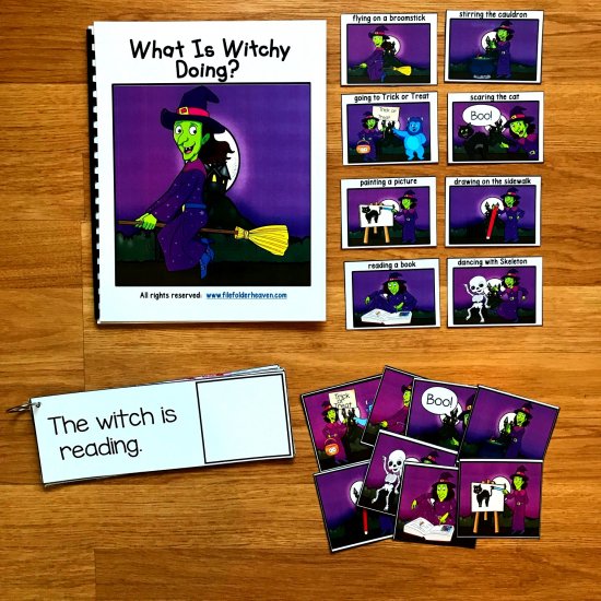Halloween Sentence Builder Book--"What Is Witchy Doing?" - Click Image to Close