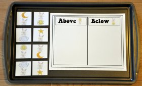 Above and Below the Easter Bunny Sort Cookie Sheet Activity