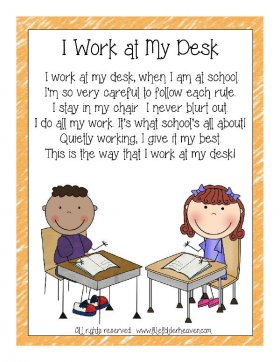 I Work At My Desk Classroom Poster