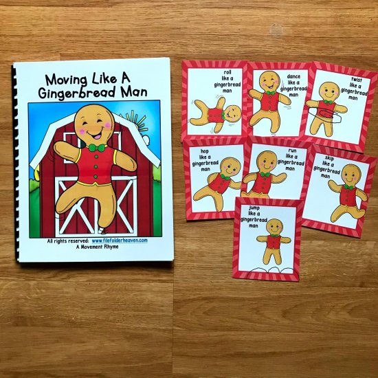 Gingerbread Man Themed Movement Book (And Cards!) - Click Image to Close