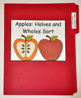 Apples Halves and Wholes Sort File Folder Game