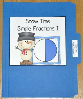 Snow Time Simple Fractions I File Folder Game