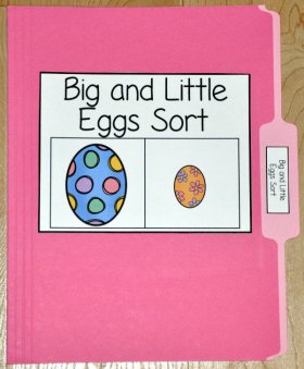 Big and Little Eggs Sort File Folder Game