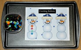 Counting Snowmen Buttons Cookie Sheet Activity
