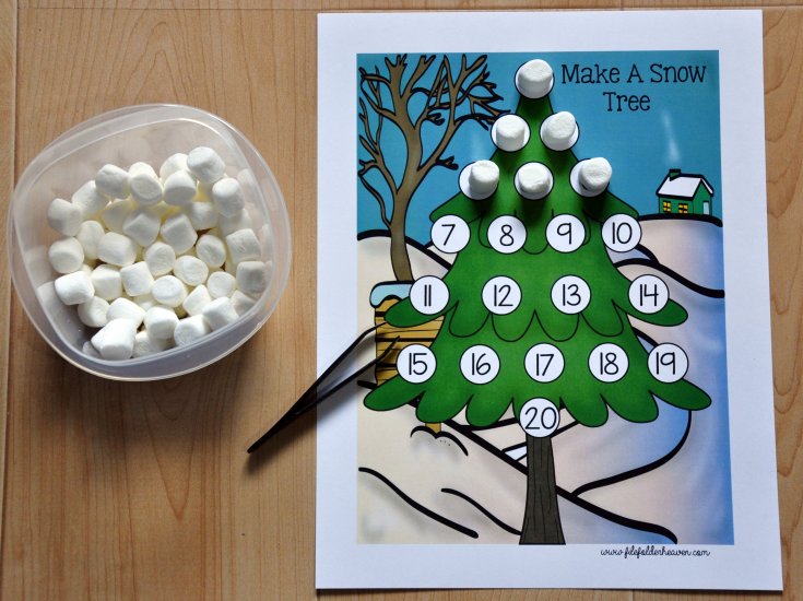 Make a Snow Tree "Count and Cover" Activity - Click Image to Close