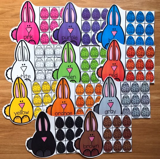 Bunnies and Eggs Color Sorting Mats - Click Image to Close