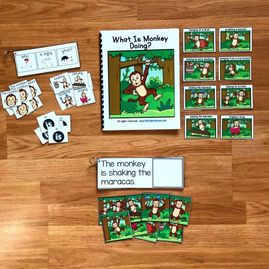 Zoo Themed Sentence Builder Books: "What Is Monkey Doing?" - Click Image to Close