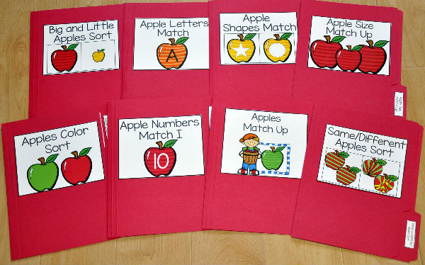 Apple Themed Matching and Sorting File Folder Games - Click Image to Close