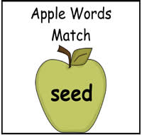 Apple Words Match File Folder Game