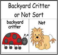 Backyard Critter or Not Sort File Folder Game