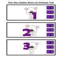 Polar Bear Number Match Up Clothespin Task