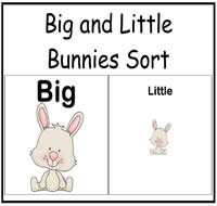 Big and Little Bunnies Sort File Folder Game