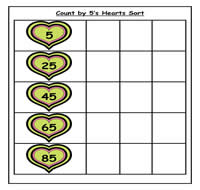 Count by Fives Heart Sort Cookie Sheet Activity