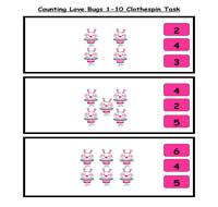 Counting Love Bugs Clothespin Task
