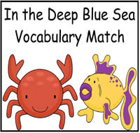 In the Deep Blue Sea Vocabulary Match File Folder Game