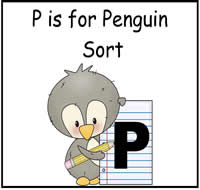 P is for Penguin Letter P Sort File Folder Game