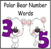 Polar Bear Number Words Match File Folder Game