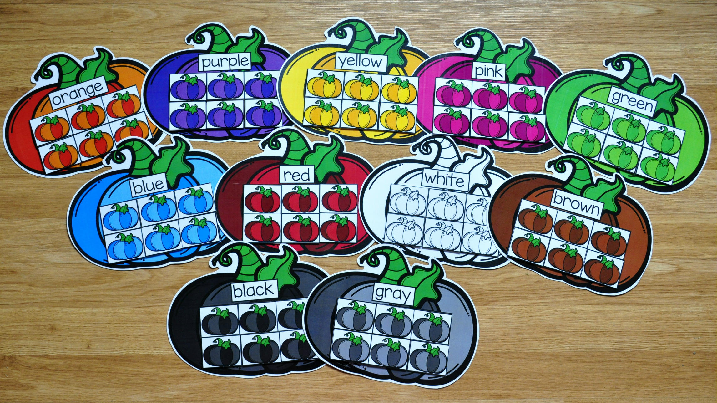 Pumpkin Themed Color Sorting Mats 4.00 File Folder Games at File