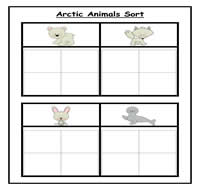 Four Column Arctic Animals Sorting Task