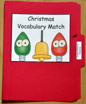 Merry Christmas Vocabulary Match File Folder Game