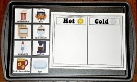 Hot or Cold Sort Cookie Sheet Activity