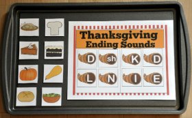 Thanksgiving Ending Sounds Cookie Sheet Activity