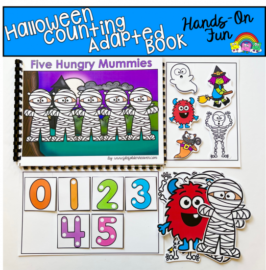 Halloween Counting Adapted Book: Five Hungry Mummies