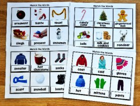 Seasonal Vocabulary Words Matching Mats Growing Bundle