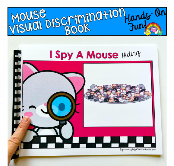 Visual Discrimination Book: \"I Spy A Mouse Hiding\"