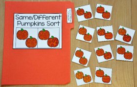 Pumpkins: Same and Different Sort File Folder Game