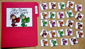 Silly Elves Color Sort File Folder Game