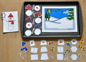 Building Shape Snowmen Cookie Sheet Activities