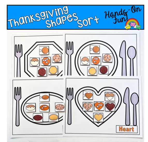 Thanksgiving Shapes Sorting Mats