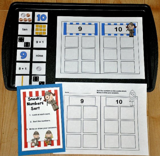 \"Sneaky Numbers\" 9 and 10 Cookie Sheet Activity