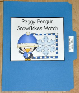 Peggy Penguin Snowflakes Match File Folder Game