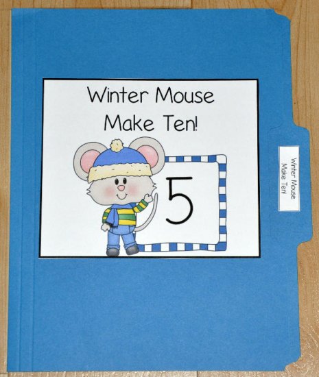 Winter Mouse Make Ten File Folder Game