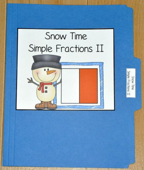 Snow Time Simple Fractions II File Folder Game