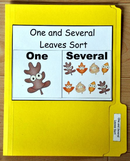 One and Several Leaves Sort File Folder Game