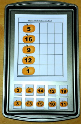 Pumpkins: Which Numbers Come Next Cookie Sheet Activity
