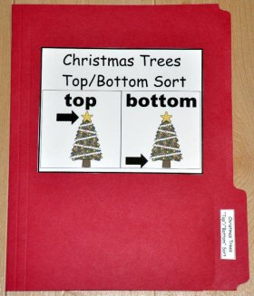 Christmas Tree Top or Bottom Sort File Folder Game