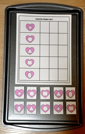 Valentine's Day Shapes Sort Cookie Sheet Activity