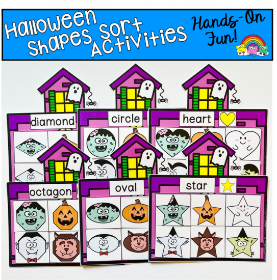 Halloween Shapes Sorting Mats