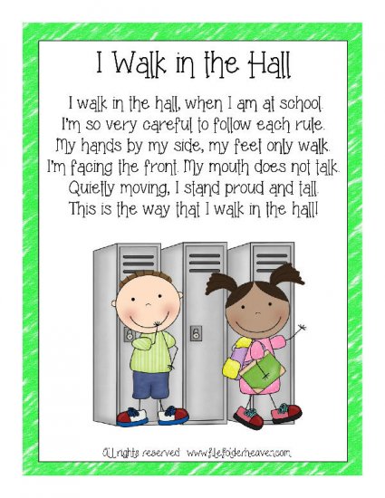 I Walk In The Hall Classroom Poster