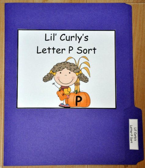 Little Curly\'s Letter P Sort File Folder Game