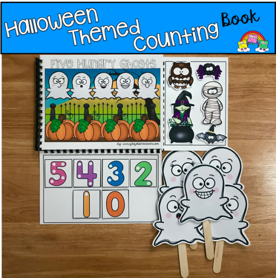 \"Five Hungry Ghosts\" A Halloween Counting Adapted Book
