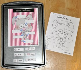 Label the Bunny Cookie Sheet Activity