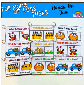 Fall Themed More Or Less Task Cards